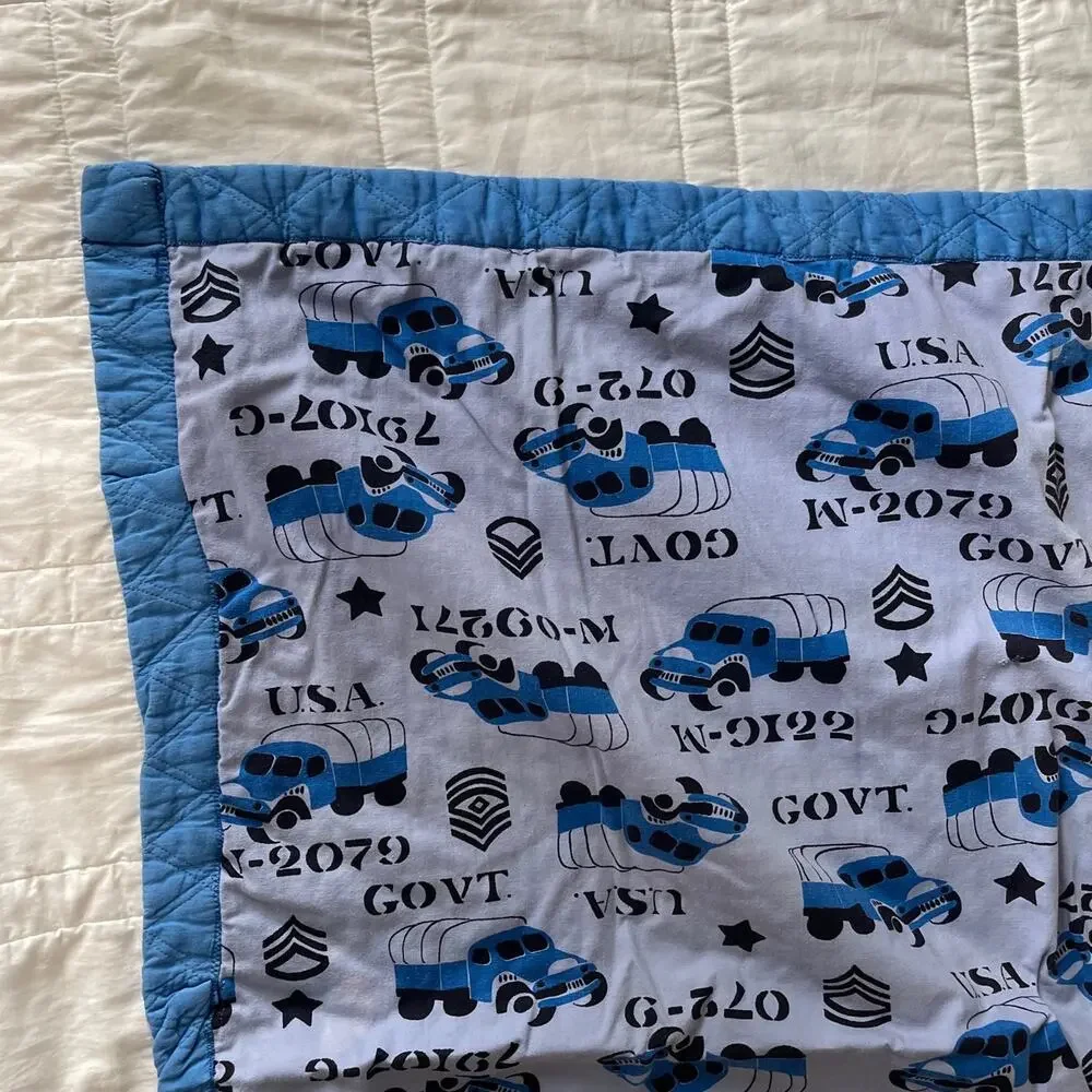 military army print blue Baby‎ quilt